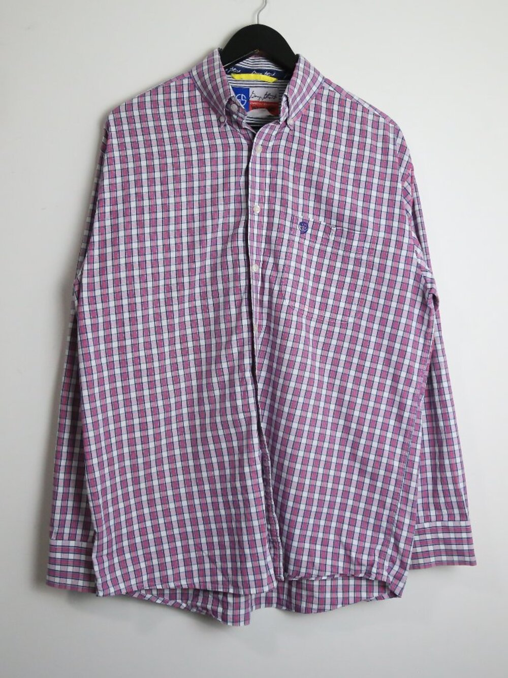 Wrangler George Strait Long Sleeve Button Down Pocket Shirt Wine Plaid Neck 15